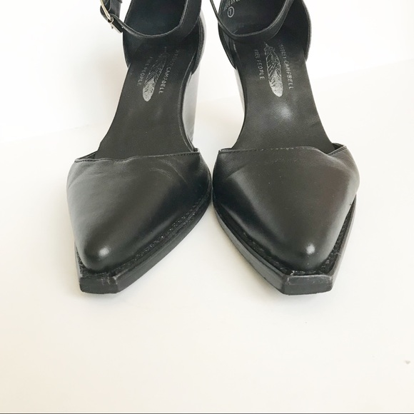 FREE PEOPLE JEFFERY CAMPBELL Black Leather Wedges - Picture 3 of 8